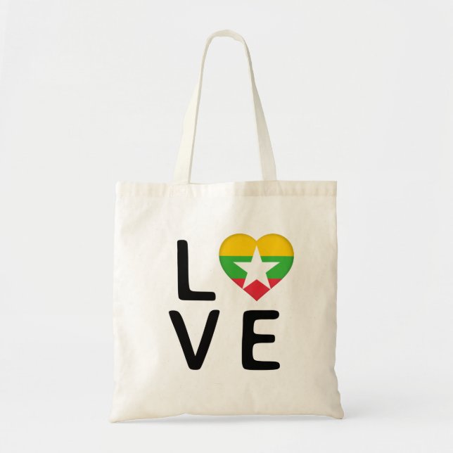 Love - Myanmar Flag Tote Bag (Front)
