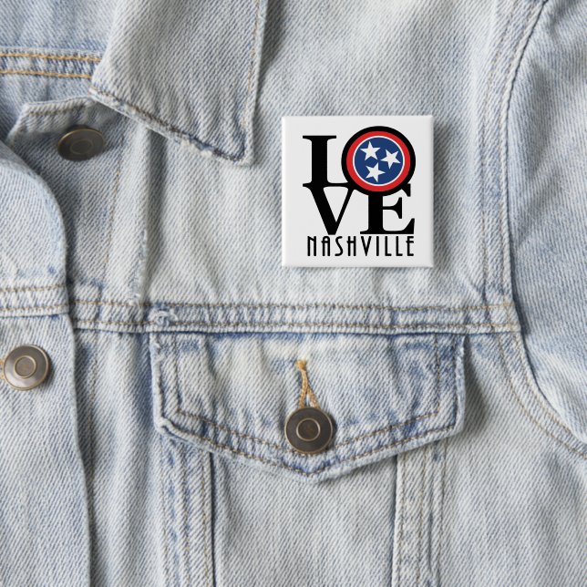 LOVE Nashville 2 Inch Square Button (In Situ)