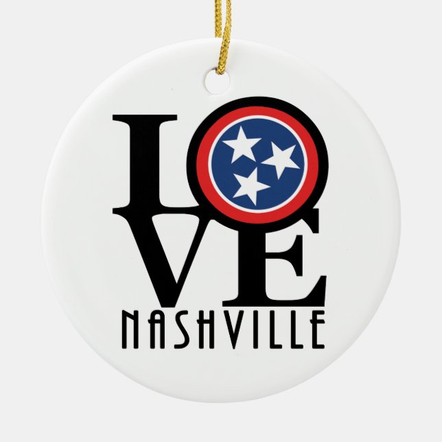 LOVE Nashville Ceramic Ornament (Front)