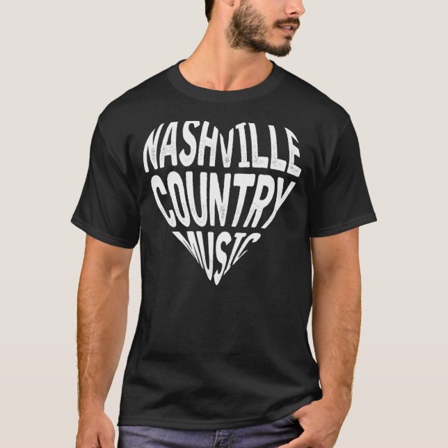 Love Nashville Tennessee Country Music Guitar Play T-Shirt (Front)