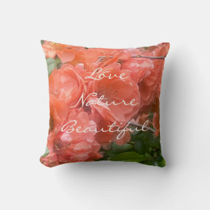 Love Nature Beautiful Quote Orange Flower  Throw Pillow