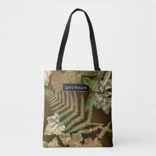 Love Nature Ferny Leaf Print Tote Bag