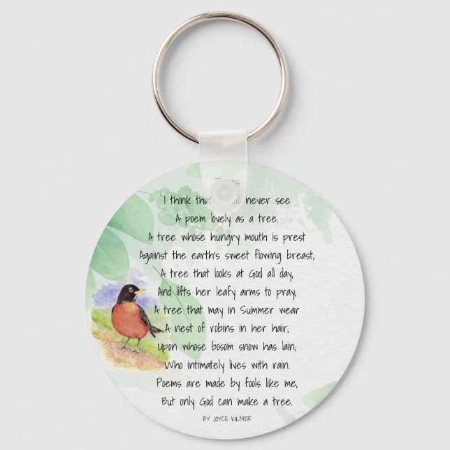 Love Nature Inspirational Poem Trees Kilmer Keychain (Front)