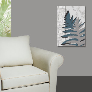 Love Nature Stylized Grey Fern Leaves Poster