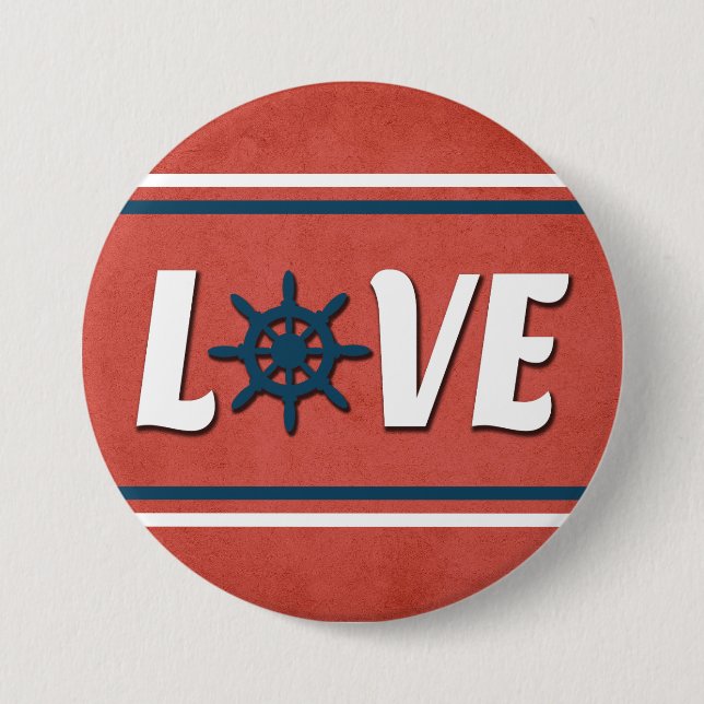 Love nautical design 3 inch round button (Front)