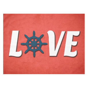 Love nautical design tablecloth