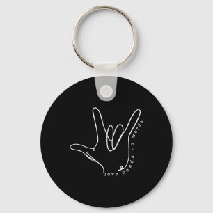 Love Need No Word Asl Autism Awareness Sped Teache Keychain
