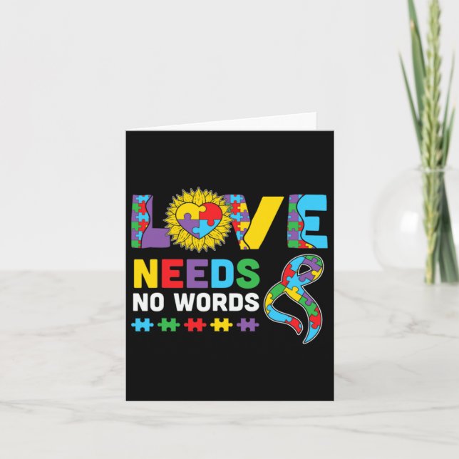 Love Needs No Word Asl Autism Awareness Sped Teach Card (Front)