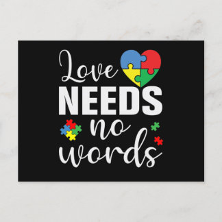 Love Needs No Words Autism Announcement Postcard