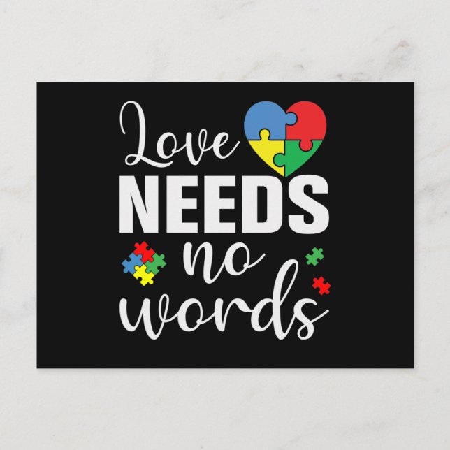Love Needs No Words Autism Announcement Postcard (Front)