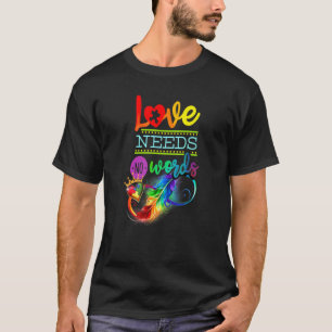 LOVE NEEDS NO WORDS AUTISM ASD AWARENESS FEATHER I T-Shirt