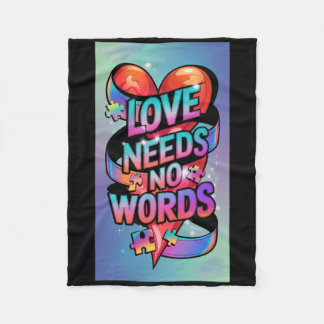 Love Needs No Words Autism Awareness Boy Girl  Fleece Blanket
