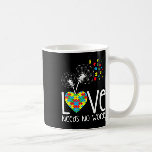 Love Needs No Words Autism Awareness Heart Puzzle Coffee Mug