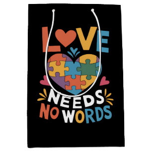 Love Needs No Words Autism Awareness Medium Gift Bag