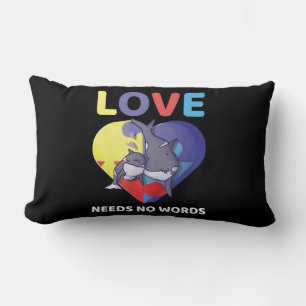 Love Needs No Words Autism Awareness Orca Killer W Lumbar Pillow