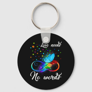 Love Needs No Words Autism Awareness Puzzle Butter Keychain