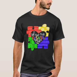Love Needs No Words Autism Awareness Puzzle Piece  T-Shirt