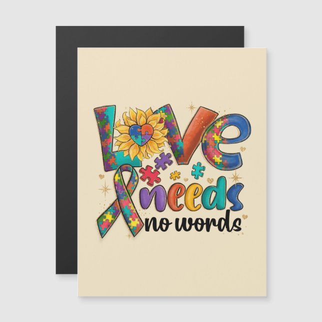 Love Needs No Words - Autism Awareness Sunflower (Front/Back)