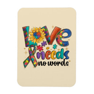 Love Needs No Words - Autism Awareness Sunflower Magnet