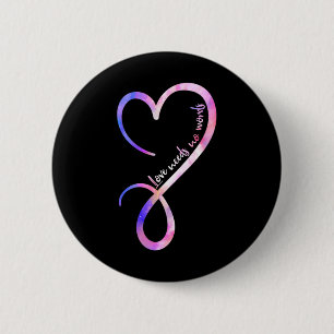 Love Needs No Words Autism Awareness Tolerance Aut 2 Inch Round Button