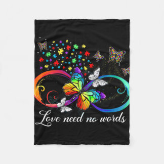 Love Needs No Words Butterfly Autism Awareness Men Fleece Blanket