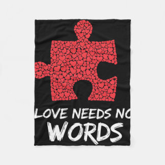 Love Needs No Words Puzzle Heart Design  Fleece Blanket