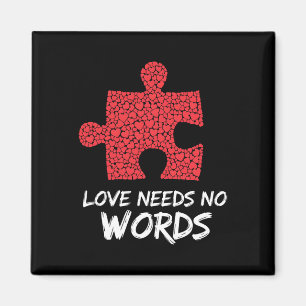 Love Needs No Words Puzzle Heart Design  Magnet