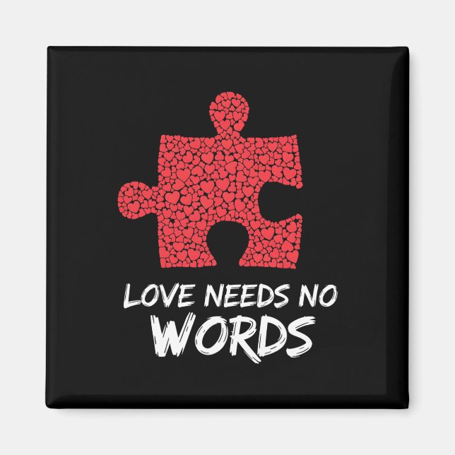 Love Needs No Words Puzzle Heart Design  Magnet (Front)