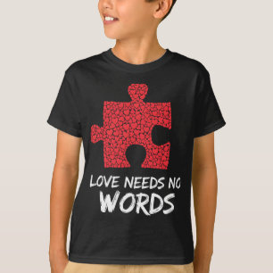 Love Needs No Words Puzzle Heart Design T-Shirt