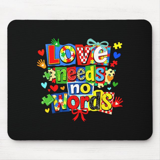 Love needs words puzzle coquette bow autism mouse pad (Front)