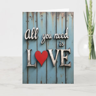 Love Needs You Teal Wood Art Card