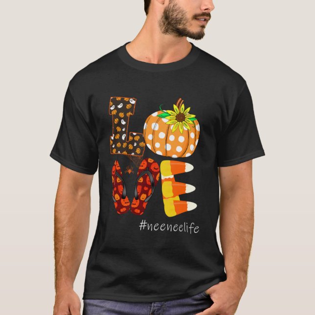 Love neeneelife Pumpkin Flip Flops neenee Life T-Shirt (Front)