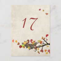 Love Nest  Wedding Table Number Card