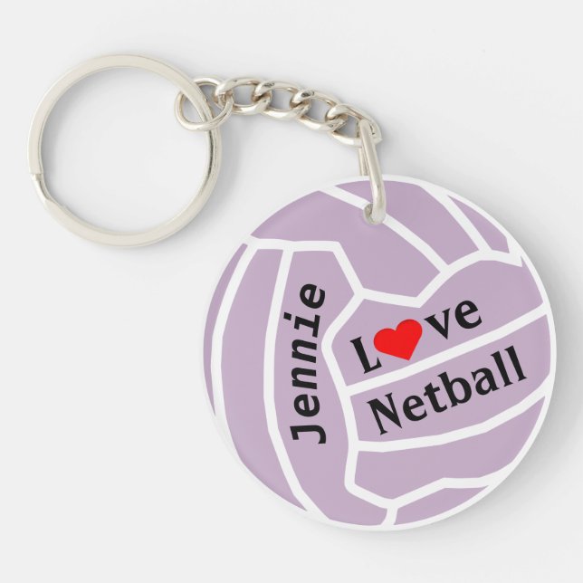 Love Netball Ball Personalized Keychain (Front)