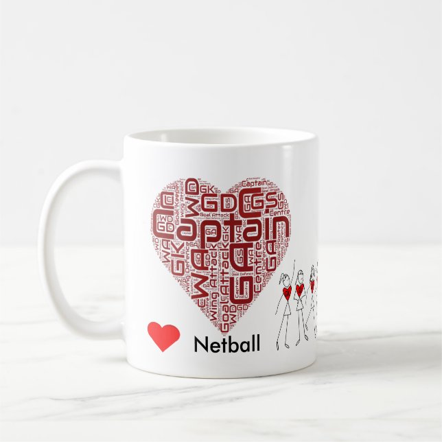Love Netball Positions and Captain Coffee Mug (Left)