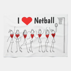Love Netball Positions Heart Design Kitchen Towel