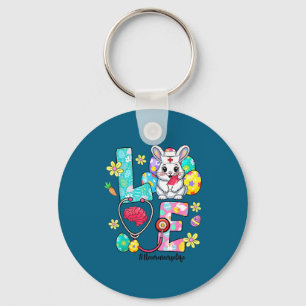 Love neuro nurse life bunny stethoscope easter keychain
