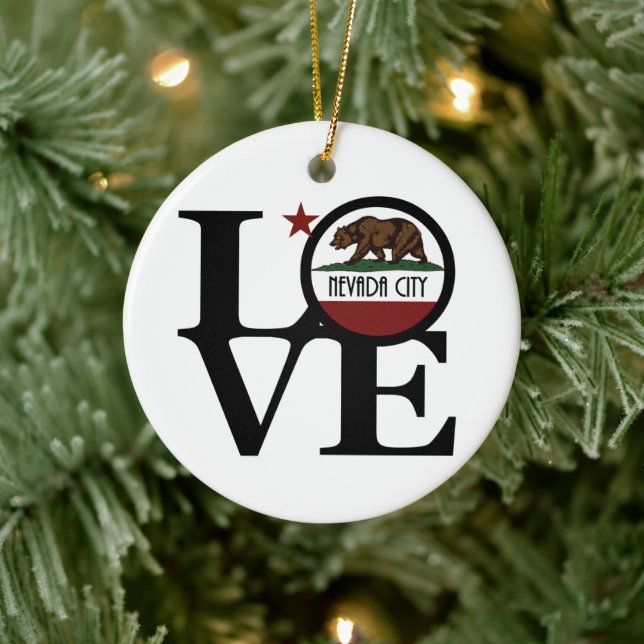 LOVE Nevada City California  Ceramic Ornament (Tree)
