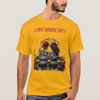 Love Never Dies – Gothic Skeleton Couple Forever  T-Shirt