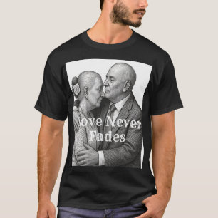 Love Never Fades Vintage Woodcut Engraving Anniver T-Shirt