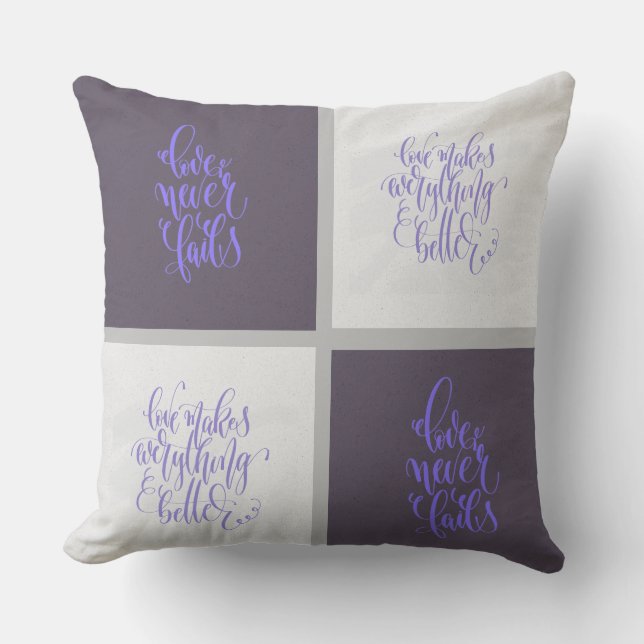 Love Never Fail Patchwork/Paintbrush Pillow (Front)