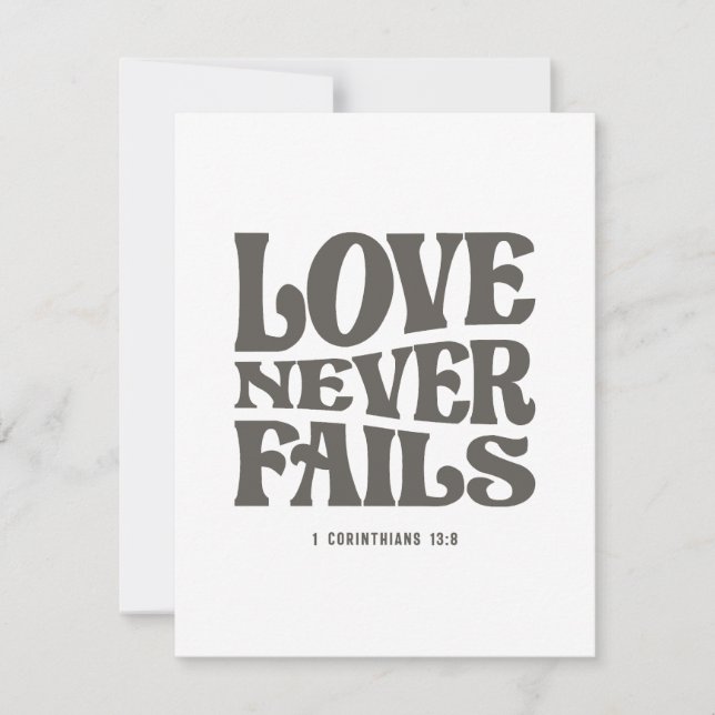 Love Never Fails 1 Corinthians 13:8 Bible Verse  Card (Front)