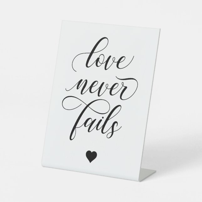 Love Never Fails '1 Corinthians 13' Wedding Pedestal Sign (Front)