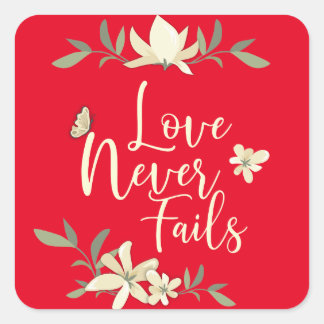 Love Never Fails 1 Corinthians Bible Scripture Square Sticker