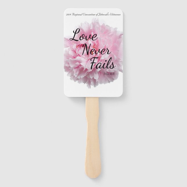 Love Never Fails 2019 JW REGIONAL CONVENTION Hand Fan (Back)