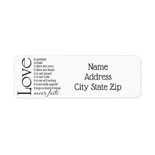 ***LOVE NEVER FAILS*** ADDRESS LABEL