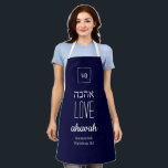 LOVE NEVER FAILS | Ahavah | אהבה Hebrew Apron<br><div class="desc">Simple, elegant Apron with the word LOVE written in Hebrew, plus placeholder Scripture verse. All text is CUSTOMIZABLE, so you can personalize by, for example, replacing the Scripture with your name or favourite message. At the top there is a CUSTOMIZABLE MONOGRAM, which you can replace with your own. Ideal gift...</div>