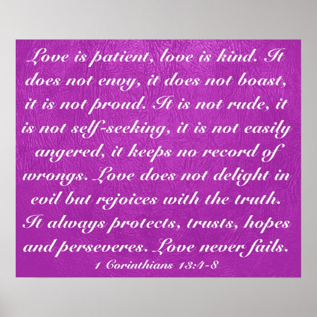 Love never fails bible verse 1 Corinthians 13:4-8 Poster (Front)
