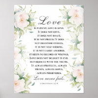 Love Never Fails Bible Verse Elegant White Floral