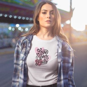 Love Never Fails Christian valentine  hearts Tri-Blend Shirt